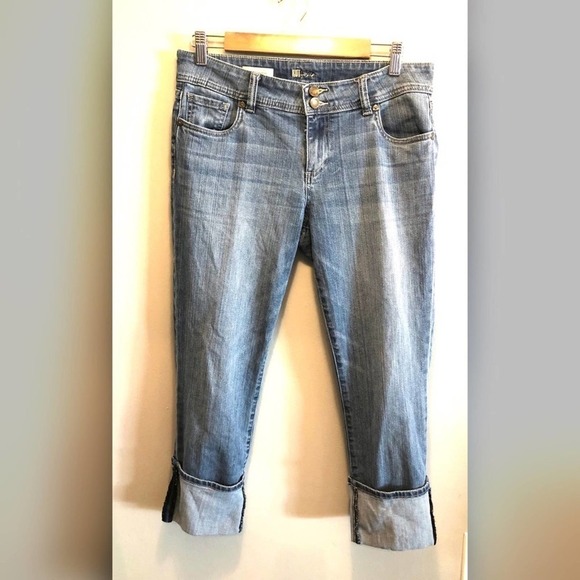 Kut From The Kloth Cameron Wide Cuff Roll Up Jean Blue Size 8 Denim - Picture 2 of 14